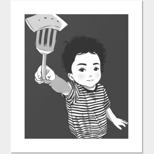 Manga baby sharing food Posters and Art